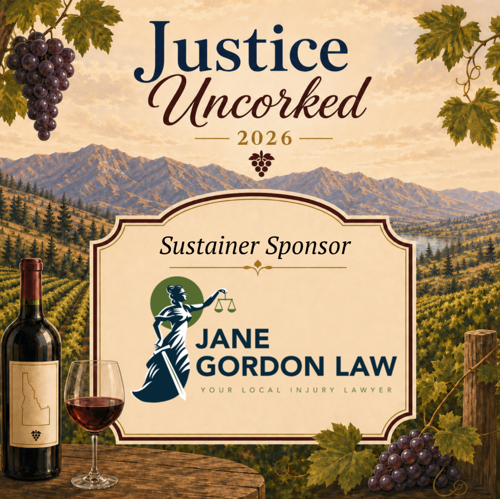 Justice Uncorked 2026 Sustainer Sponsor: Jane Gordon Law, "Your Local Injury Lawyer"